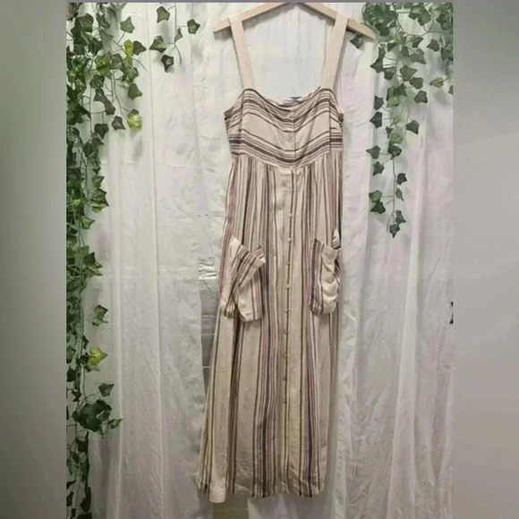 Zara Striped Button Down Tank Dress with Pockets - Picture 4 of 8